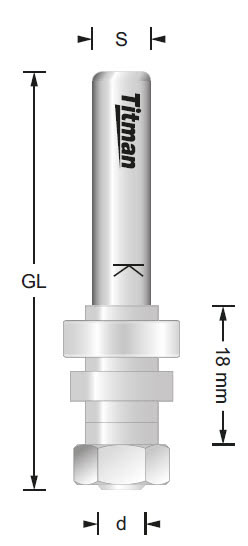 Aufnahmedorn für Nutsäge d=6,35 S=12