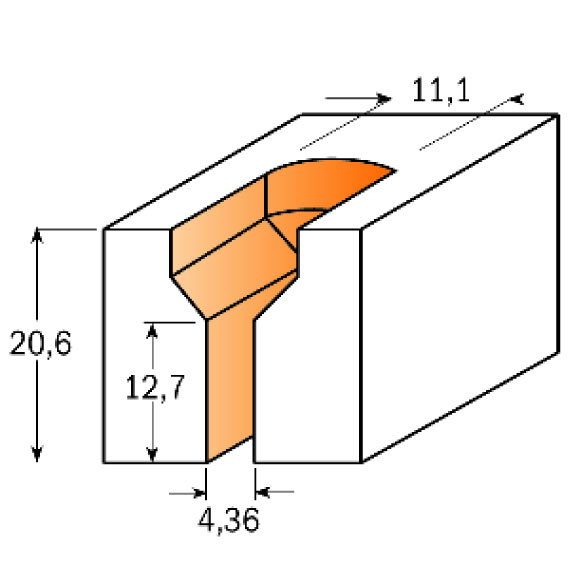 CMT C913 Schraubenschlitzfräser für Senkkopfschrauben - D11,1x20,6 d4,36x12,7 S=8mm HW