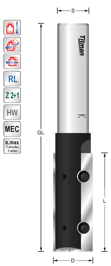 WP-Nutfräser L508 Z=2 D=18 L=50 GL=115 S=16