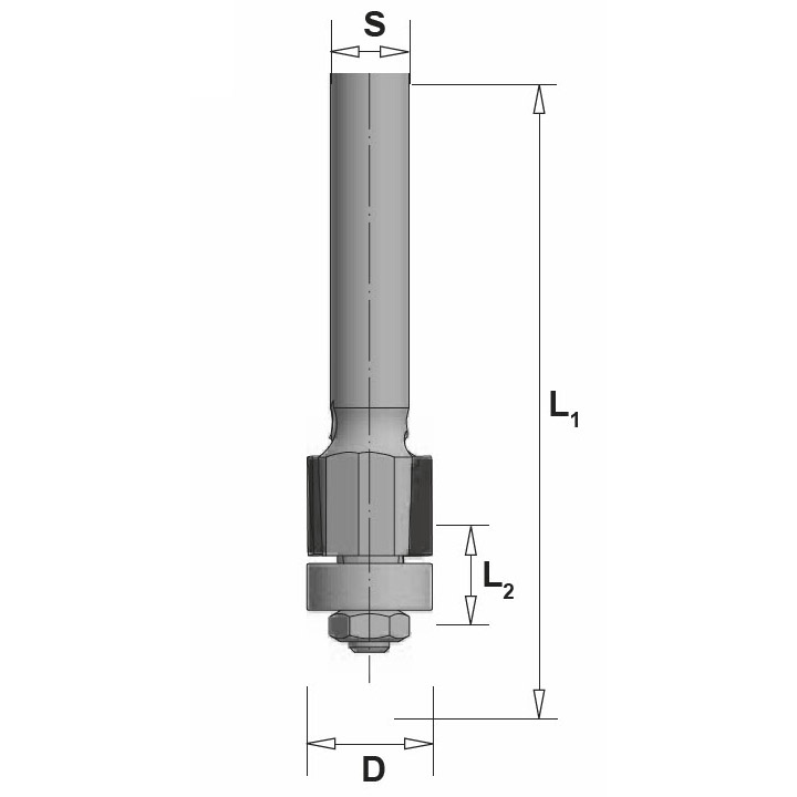 Diamant Bündigfräser (DP) R72-050 für Oberfräsen, S=8 mm - HPL, Melamin, Furnier, Holz