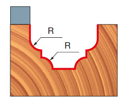 Freud Hohlkehl- und Rundprofilfräser mit oberem Lager Schaft 6 mm 3,18 x 12,7 (Radius 1 x Schnitthöh