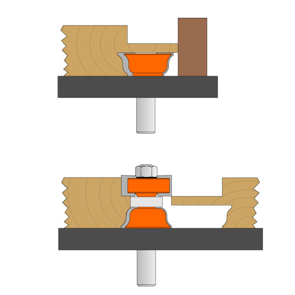 CMT C955 2-teilige Fräsersets für V-förmige Verbindungen - D38 + 35 Kugellager 22 S=12 HW