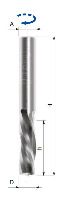 Freud Schlichtfräser - rechtsschneidend mit Linksspirale Z3 Ø 1/4 inch x h3/4 inch x H2-1/2 inch x S