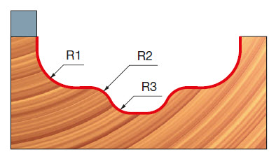 Freud Doppelhohlkehl- und Rundprofilfräser Schaft 6 mm 4,2 x 13 (Radius 1 x Schnitthöhe)