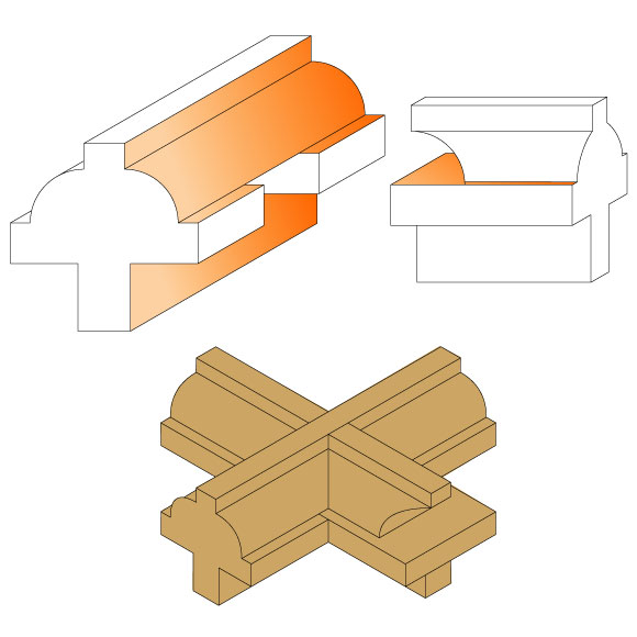 CMT C955 2-teilige Profilfräsersets für Türen und Fenster - D31,7 I12 R6,35 S=8 HW