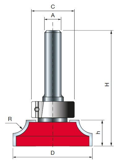 Freud Karniesfräser und Hohlkehlfräser mit oberem Lager Schaft 8 mm 12,5 x 6,35 (Schnitthöhe x Radiu