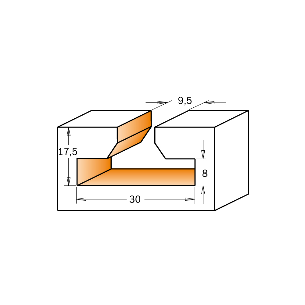 CMT C950.6 T-förmige Schlitzfräser HW - D30x17,5 d9,5 S=12