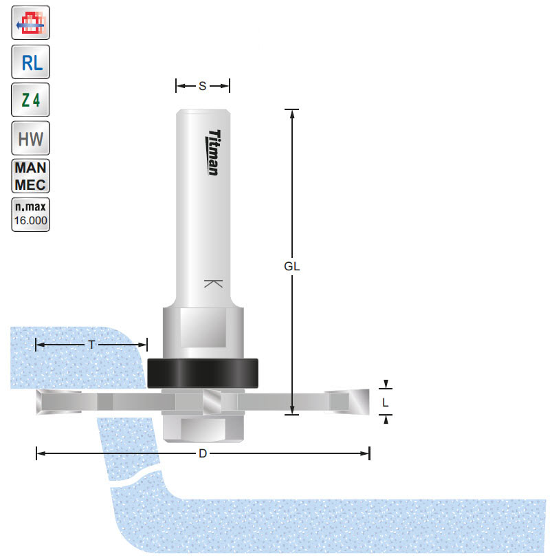 Beckenaustrennfräser HW Z=4 D=75 L=6 T=25 GL=84 S=12