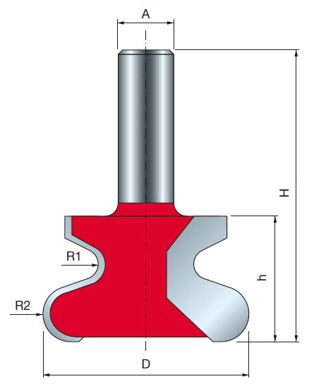 Freud Griffleistenfräser Schaft 12 mm 3,2 x 6,35 (Radius 1 x Radius 2)