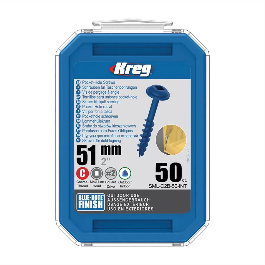 Kreg Blue-Kote Maxi-Loc Pocket-Hole Schrauben - 51 mm, grobgewinde, 50 Stück