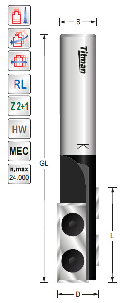 WP-Schaftfräser HW Z=2 D=16 L1=34 L2=85 S=14x40