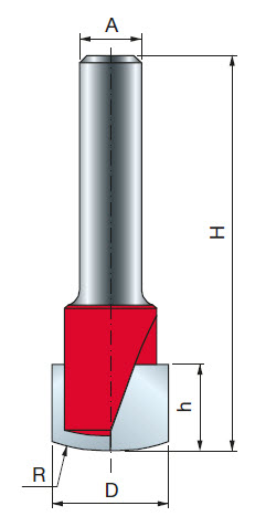 Freud Rechtecknutfräser zum Biegen von ACM-Platten Schaft 8 mm 23,8 x 15,88 (Radius 1 x Durchmesser)