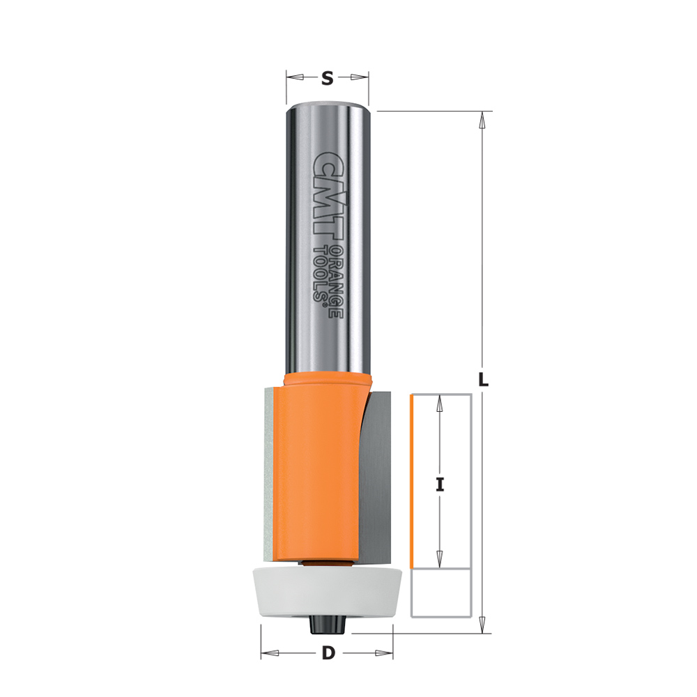 CMT C980.57 Fräser mit Kugellager für Mineralwerkstoffe - D22x25,4 A10° L78 S=12,7