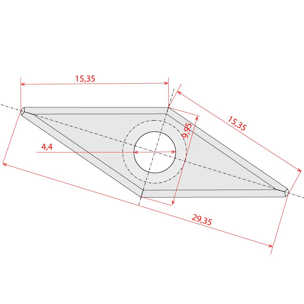 IGM RSS-CB rautenförmiges Messer - 27x10x2,5 HW