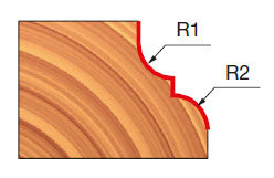 Freud Fräser für klassische Karniesprofile Schaft 6 mm 4 x 4 (Radius 1 x Radius 2)