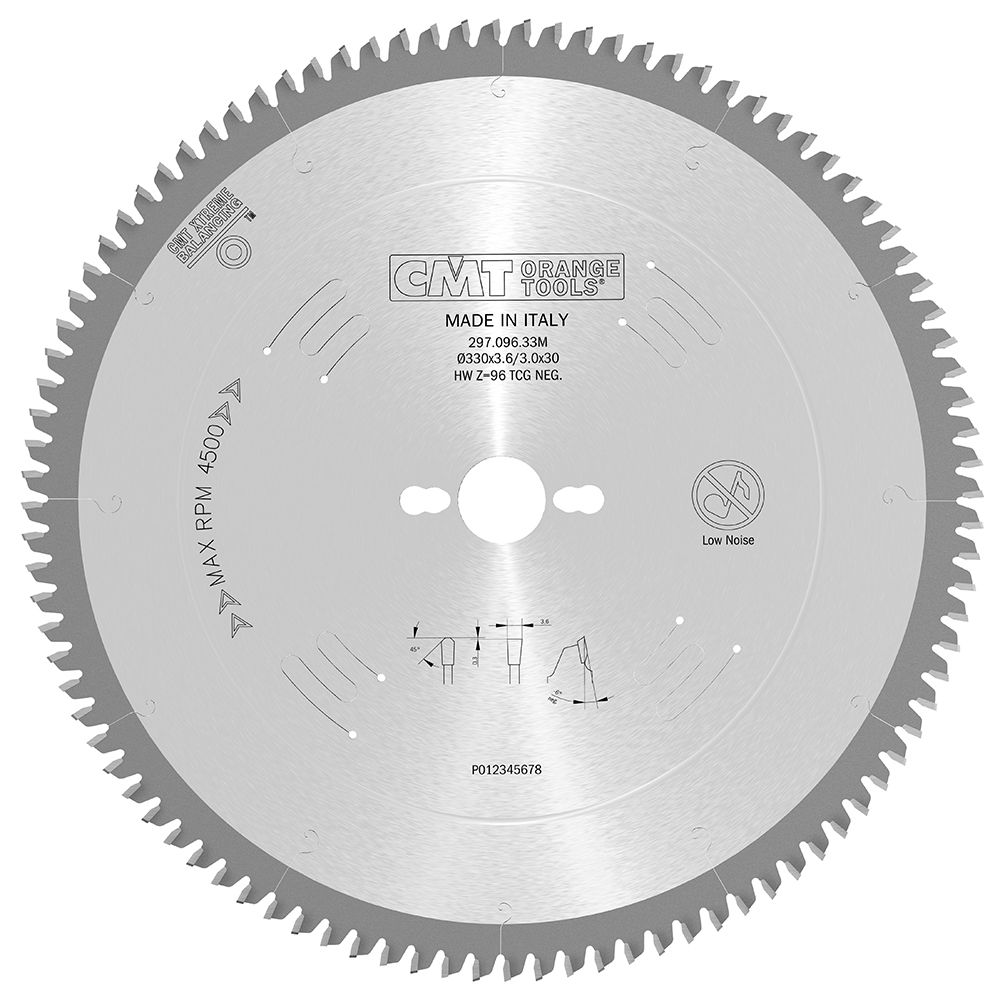 CMT Industrie Kreissägeblatt für Aluminium, NE-Metalle, Kunststoffe, besch. Platten, neg. Spanwinkel