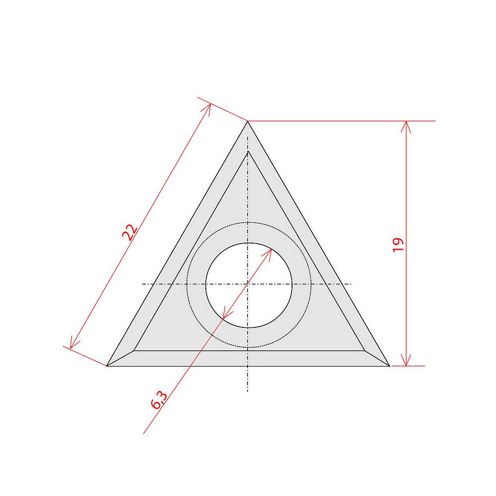 N021 Hartmetall-Wendeplatte - 22x19x2 Holz+