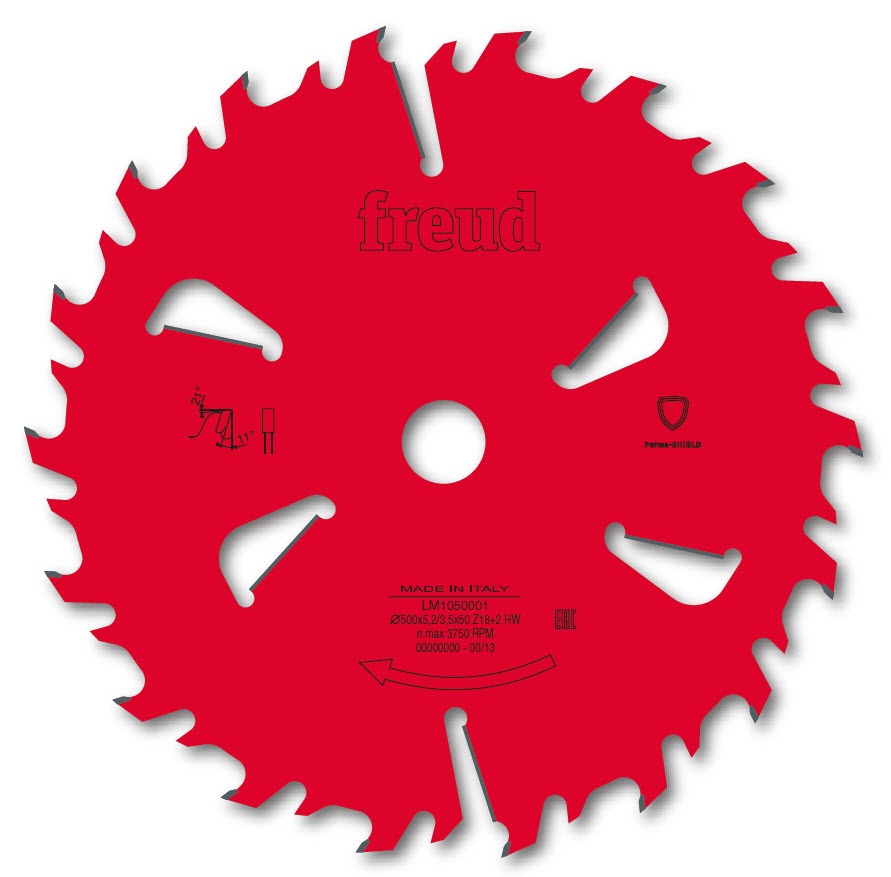 Freud LM10 Mehrblattsägeblatt mit Räumern für weiches, nasses Holz