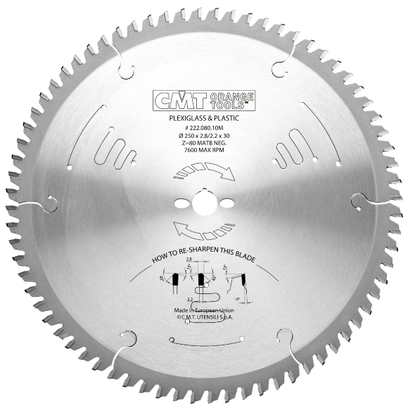 CMT INDUSTRIAL Kreissägeblatt für Kunststoffe und Plexiglas