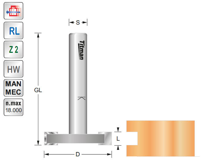Profilfräser HW Z=2 D=30 L=10 GL=52 S=8