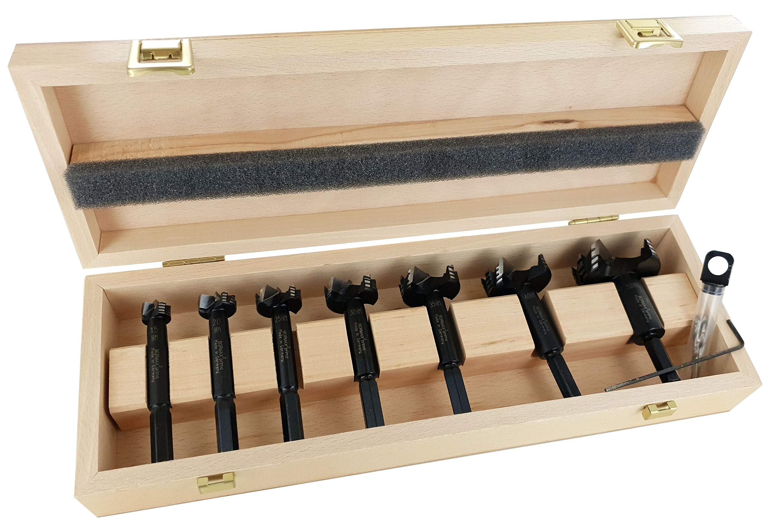 FAMAG 1664 Bormax³ HM prima Forstnerbohrer Satz 7-teilig 15 - 50 mm, inkl. Zentrierspitze u. Vorbohr