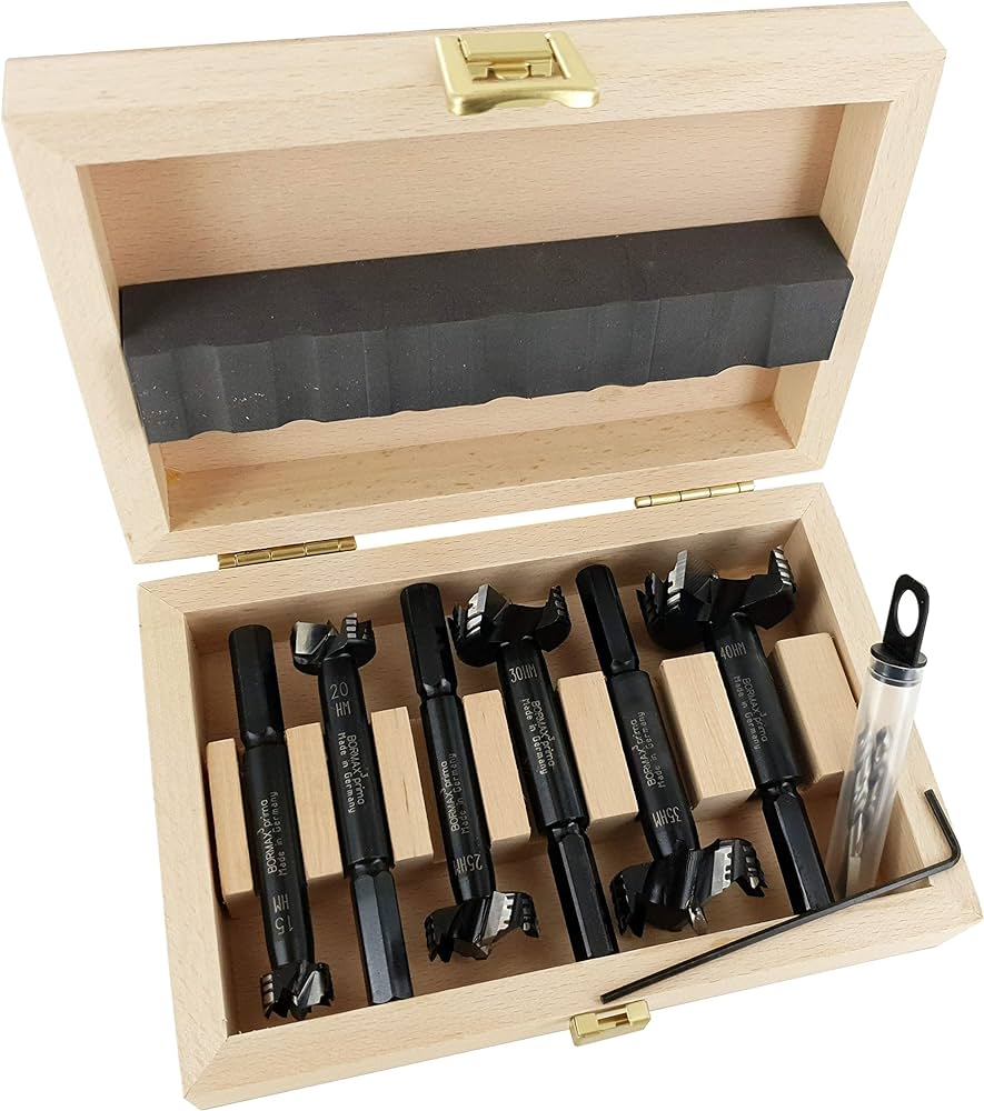 FAMAG 1664 Bormax³ HM prima Forstnerbohrer Set Ø 15, 20, 25, 30, 35,40 mm, inkl. Zentrierspitze u. V