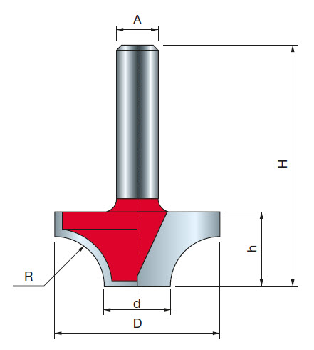 Freud Eintauch-Rundprofilfräser Schaft 6 mm 3,2 x 12,7 (Radius 1 x Durchmesser)