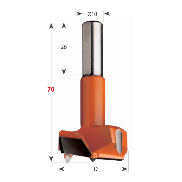 CMT HW Beschlagbohrer369 S10 L70 HW - D14 S=10x26 L70 LH