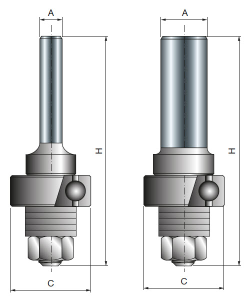 Freud Aufnahmeschaft für Scheibennutfräser Schaft 6 mm mit Kugellager (22 mm)