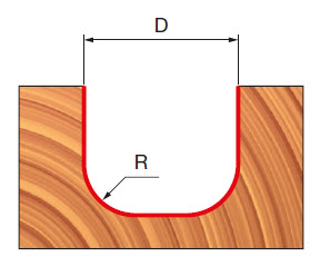 Freud Rundfräser Schaft 6 mm 6,35 x 19,05 (Radius 1 x Durchmesser)