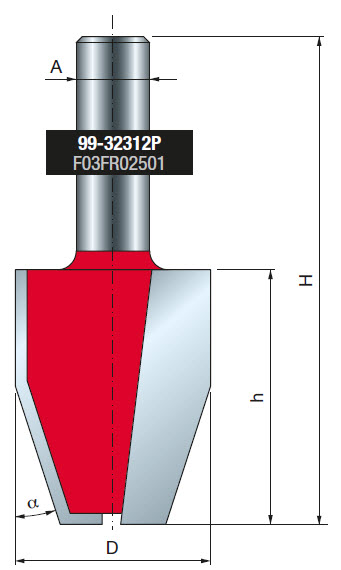 Freud Abplattfräser vertikal Schaft 12 mm 41,5 x 31,8 (Schnitthöhe x Durchmesser)