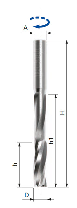 Freud Schlichtfräser für Schlosskästen und Scharnieraufnahmen Z2 und Z3 Ø 14 mm x h45 mm x H150 mm x