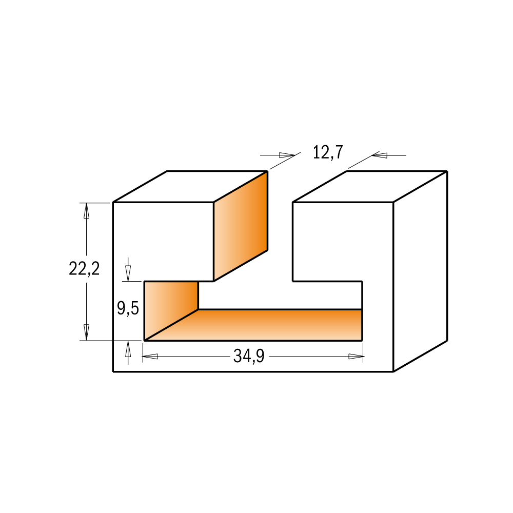 CMT C950.6 T-förmige Schlitzfräser HW - D34,9x22,2 d12,7 S=12