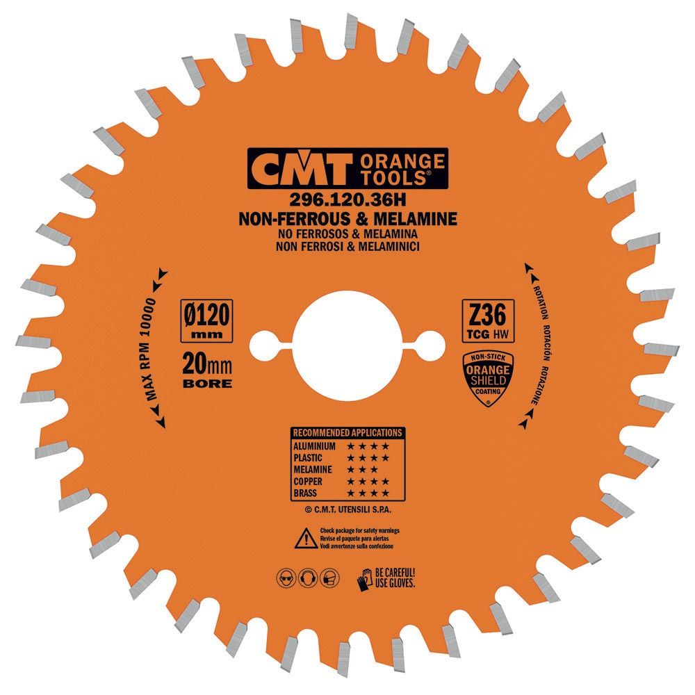CMT Orange Kreissägeblatt für Aluminium, NE-Metalle, Kunststoffe, besch. Platten, neg. Spanwinkel