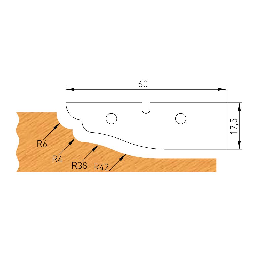 Profilmesser B 60×17,5×2 mm für F632-182