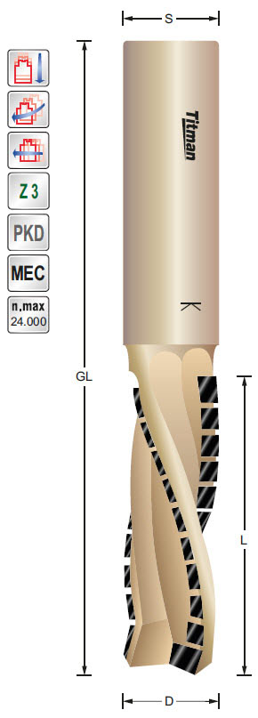 DIA-Fräser DP Z=3 D=16 L=28 GL=85 S=16