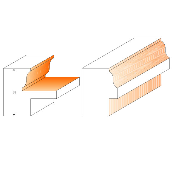 CMT C955 2-teilige Fräsersets für V-förmige Verbindungen - D38 + 35 Kugellager 22 S=12 HW