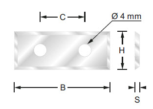 HW-Wendemesser 2-Loch B=39,5 H=12 S=1,5 Z=4