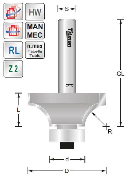 Anlauflager D=12.7 d=6.35 H=4.762