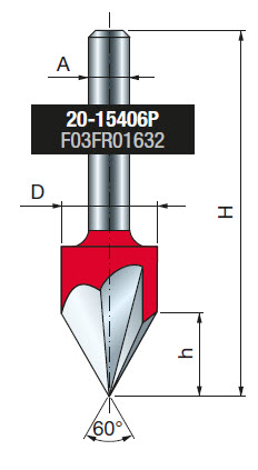 Freud V-Nutfräser Schaft 6 mm 60° x 11 (Winkel x Schnitthöhe)