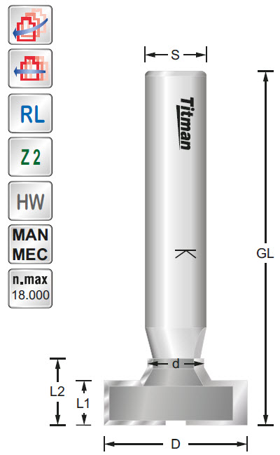 T-Nutfräser HW Z=2 D=28,2 d=11 L=8,7+13 A=27° S=12