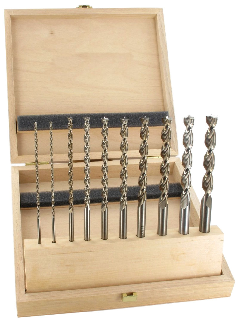 FAMAG Holzspiralbohrer Set, HSS-G lang, 10-teilig im Holzkasten GL 150mm
