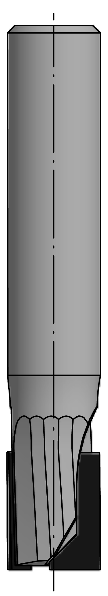DP Schlichtfräser Z2+1 mit DP Bohrschneide MEC