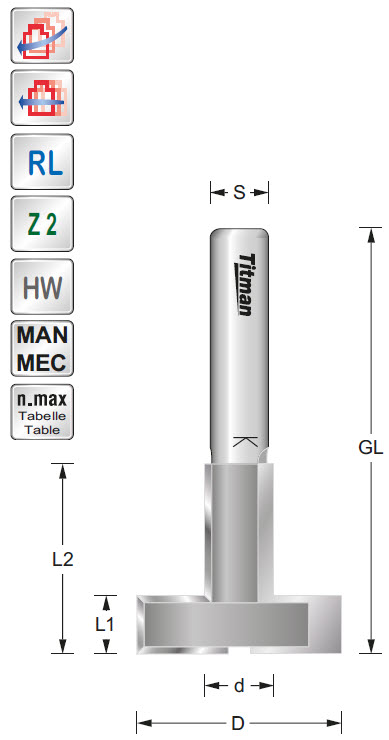 T-Nutfräser HW Z=2 D=12.7 L1=2,5 L2=10 d=7 S=8