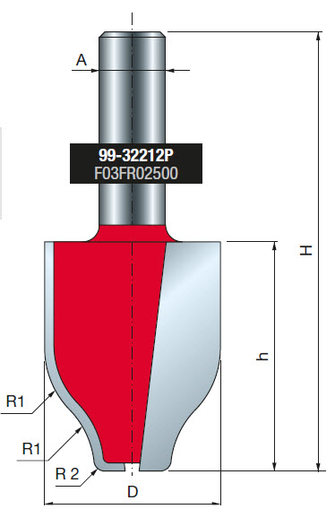 Freud Abplattfräser vertikal Schaft 12 mm 41,5 x 31,8 (Schnitthöhe x Durchmesser)