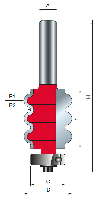 Freud Dreifach-Hohlkehlfräser Schaft 6 mm 3,18 x 1,16 (Radius 1 x Radius 2)