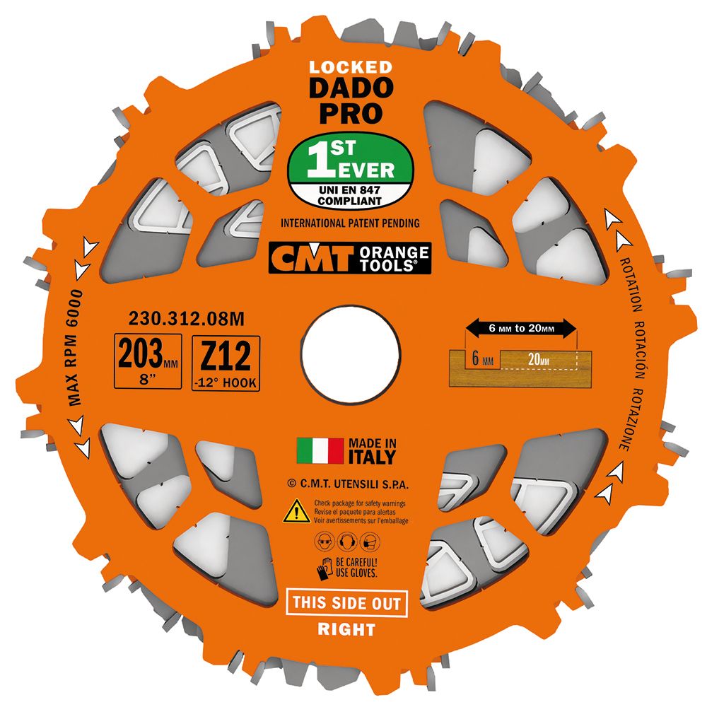 CMT Nutscheibe im Set DADO PRO Ø 203 x 6,2-20 d30 Z12 HW