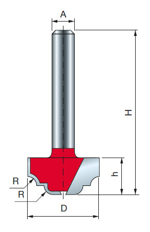 Freud Doppelhohlkehl- und Rundprofilfräser Schaft 6 mm 2,4 x 19,05 (Radius 1 x Durchmesser)