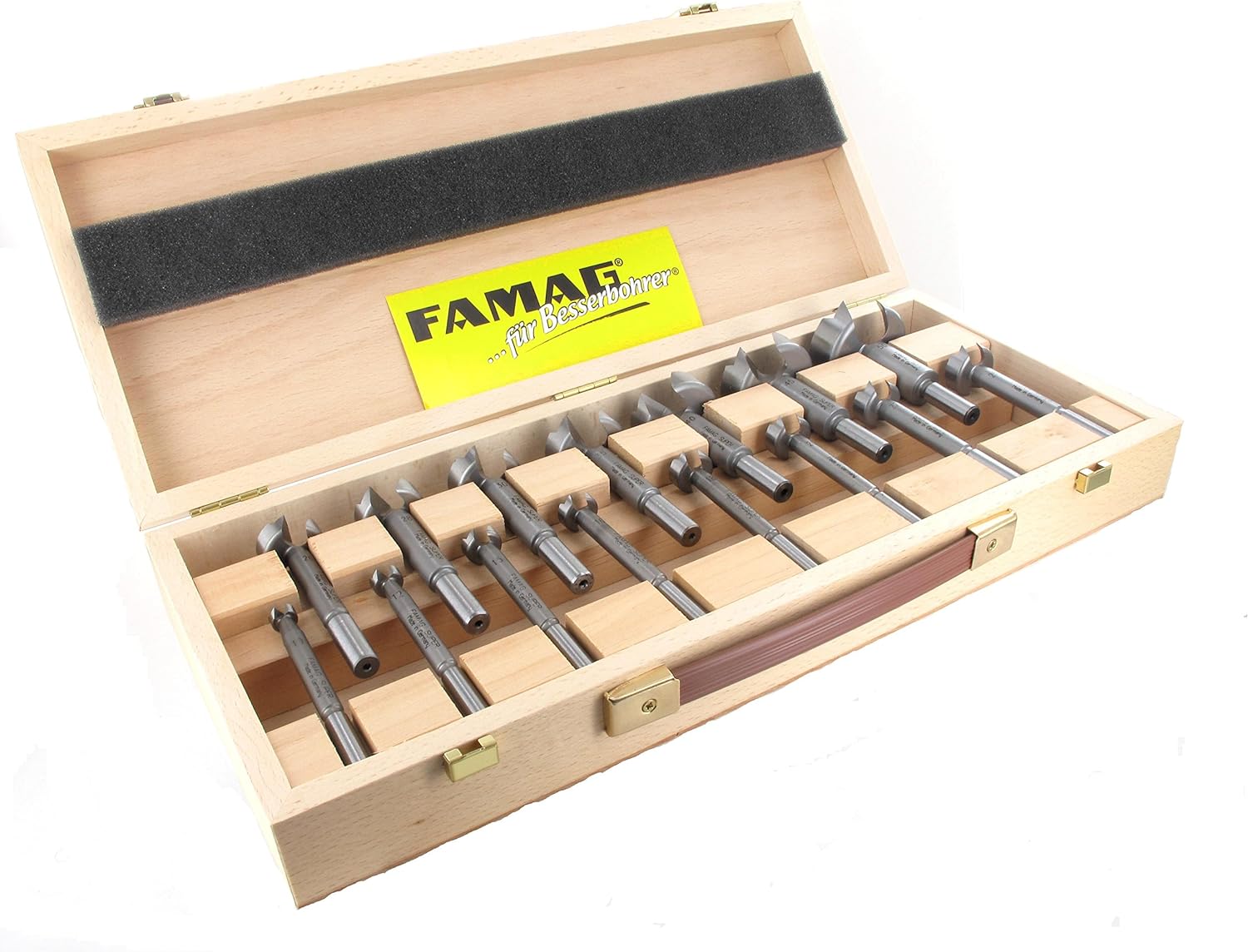 FAMAG 1630 Forstnerbohrer WS Satz im Holzkoffer, 15-teilig