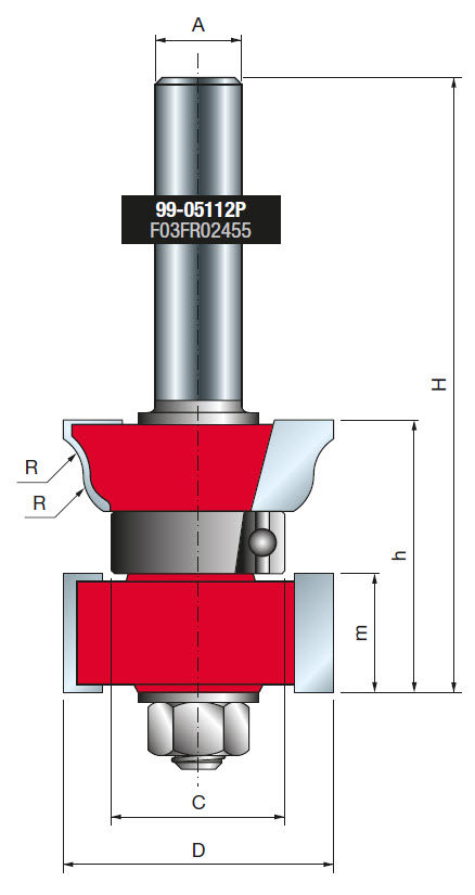 Freud Fensterfräser Schaft 12 mm 6 x 35,9 (Radius 1 x Schnitthöhe)